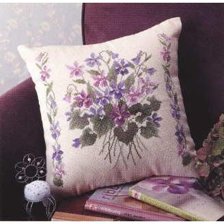 クロスステッチ 刺繍 キット スミレのクッション 6026オリムパス