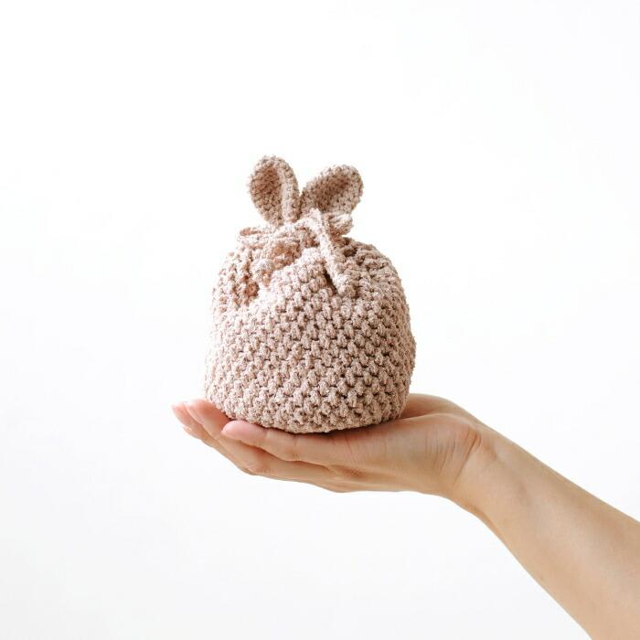 ハマナカ 編み図付きキット うさぎさんの2玉巾着 H145-218-110 巾着