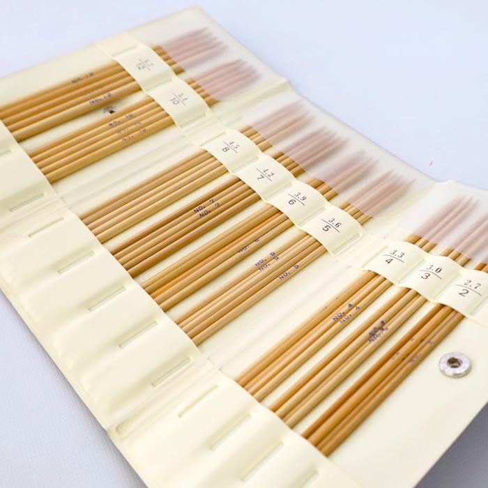 編み針セット クンスト編み5本針セット 9種ビニールレザーケース入 竹