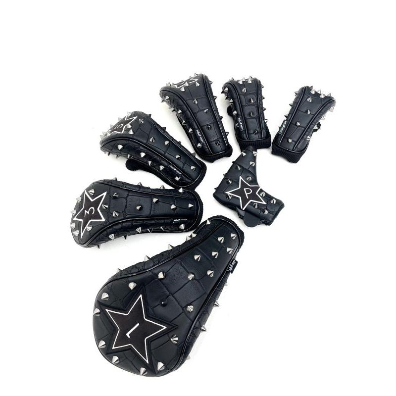 エリート グリップ ブラッククロコ スタッド付き ヘッドカバー 7点セット メンズ レディース elite grips studs head cover｜handelondemand-store｜02