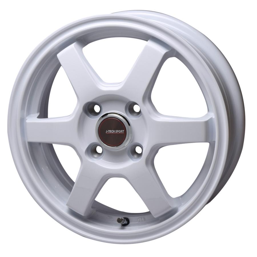 バリ溝タイヤ付き4穴pcd100 16インチJ-TECH S-616×6J+40 TRYALPHA J-TECH S-6 16インチ 6.0J +48 4-100 ホワイト 4本で送料無料