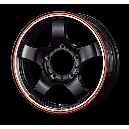 KOSEI JB LANDER 16インチ 5.5J +22 5-139.7 ブラック&オレンジ/リムダイヤモンドカット 4本で送料無料 コーセイ ジェイビー ランダー