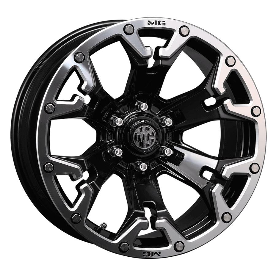CRIMSON MG GOLEM 17インチ 8.0J +20 6-139.7 ブラックxマシニングリップ 4本で送料無料 クリムソン マーテルギア ゴーレム