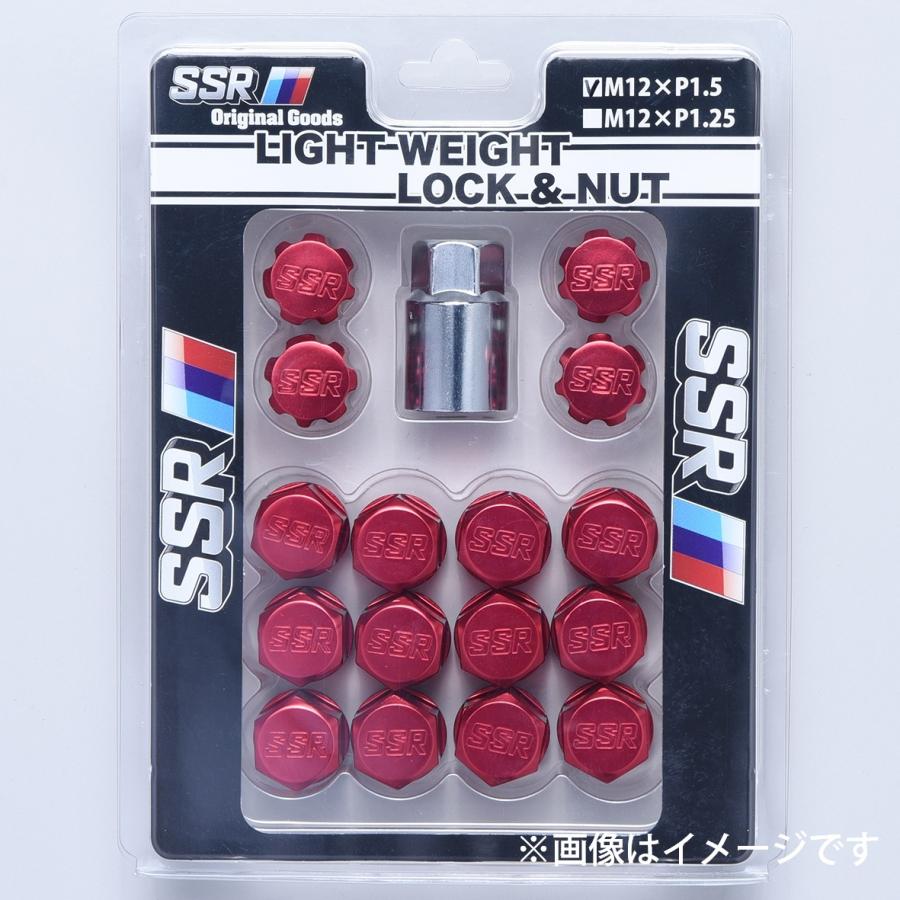 SSR ライトウェイトロック＆ナット レッド 20pcs 19HEX×M12×P1.25 