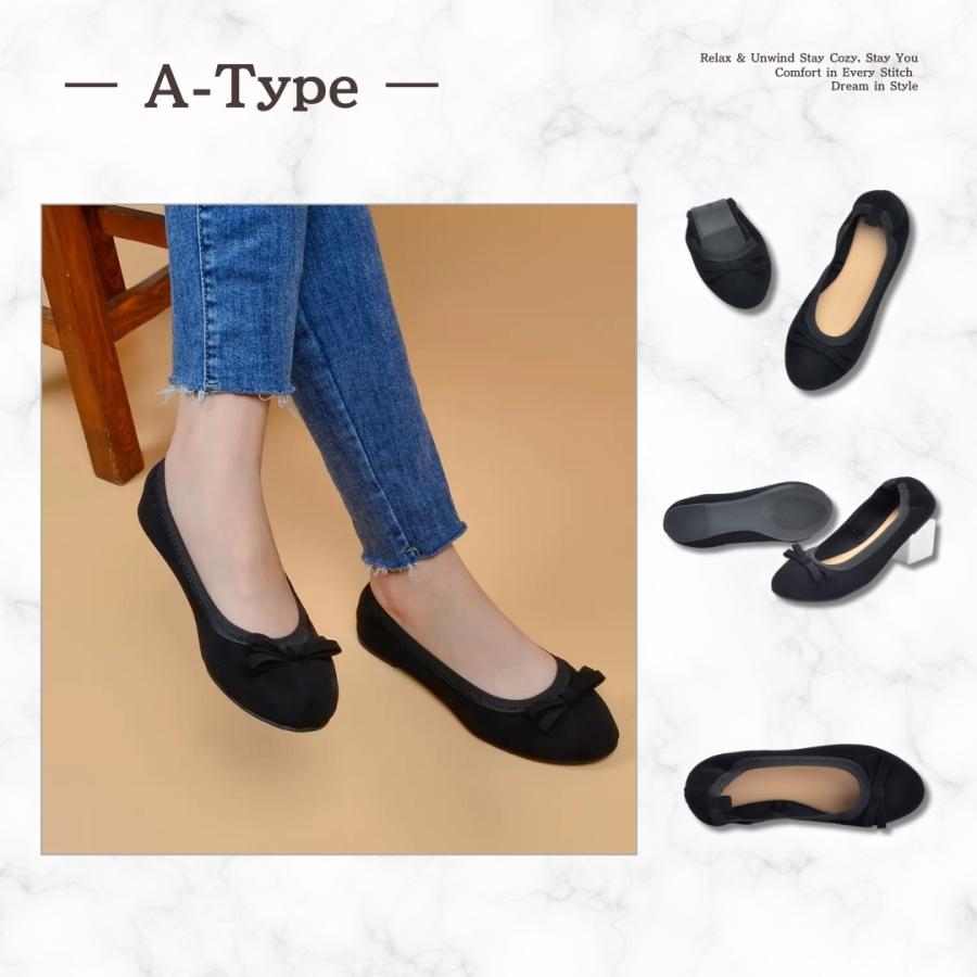 パンプス フラットシューズ  バレエシューズ 痛くない 歩きやすい 疲れない 折りたたみ 黒 革 リボン ラウンドトゥ オフィス 安い 入園式 卒園式 入学式 卒業式 |  | 02