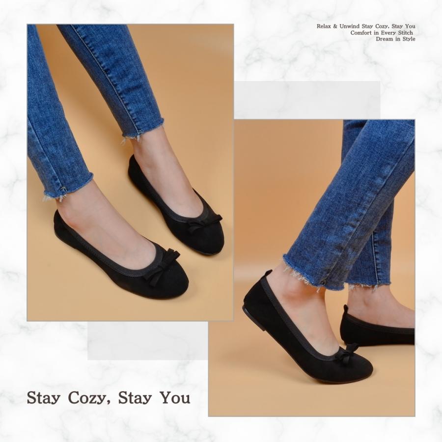 パンプス フラットシューズ  バレエシューズ 痛くない 歩きやすい 疲れない 折りたたみ 黒 革 リボン ラウンドトゥ オフィス 安い 入園式 卒園式 入学式 卒業式 |  | 03