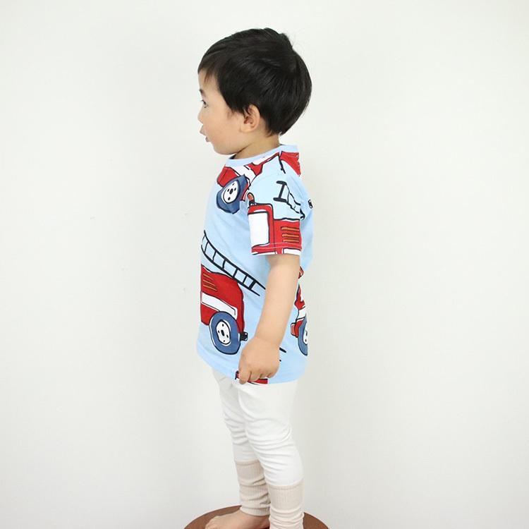 Tシャツ キッズ ベビー カットソー シャツ トップス ベビー服 男の子 子ども服 半袖 秋 春 夏 可愛い 韓国 綿 コットン 綿 消防車 はしご車 80 |  | 10