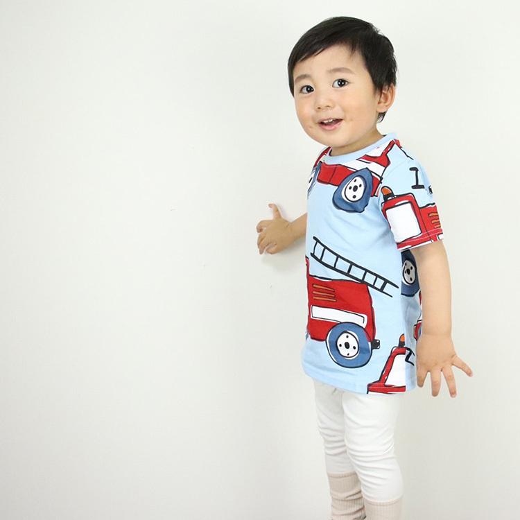 Tシャツ キッズ ベビー カットソー シャツ トップス ベビー服 男の子 子ども服 半袖 秋 春 夏 可愛い 韓国 綿 コットン 綿 消防車 はしご車 80 |  | 08