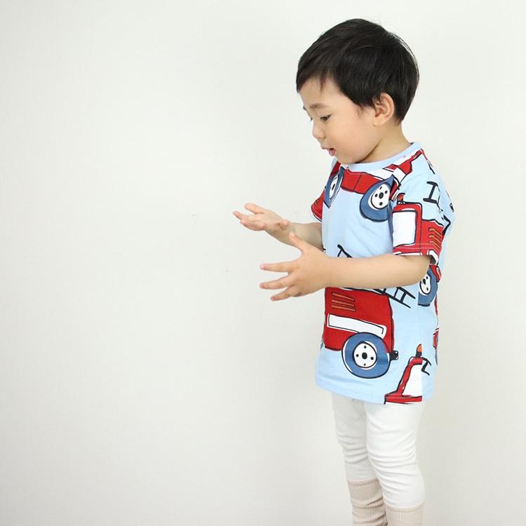 Tシャツ キッズ ベビー カットソー シャツ トップス ベビー服 男の子 子ども服 半袖 秋 春 夏 可愛い 韓国 綿 コットン 綿 消防車 はしご車 80 |  | 09