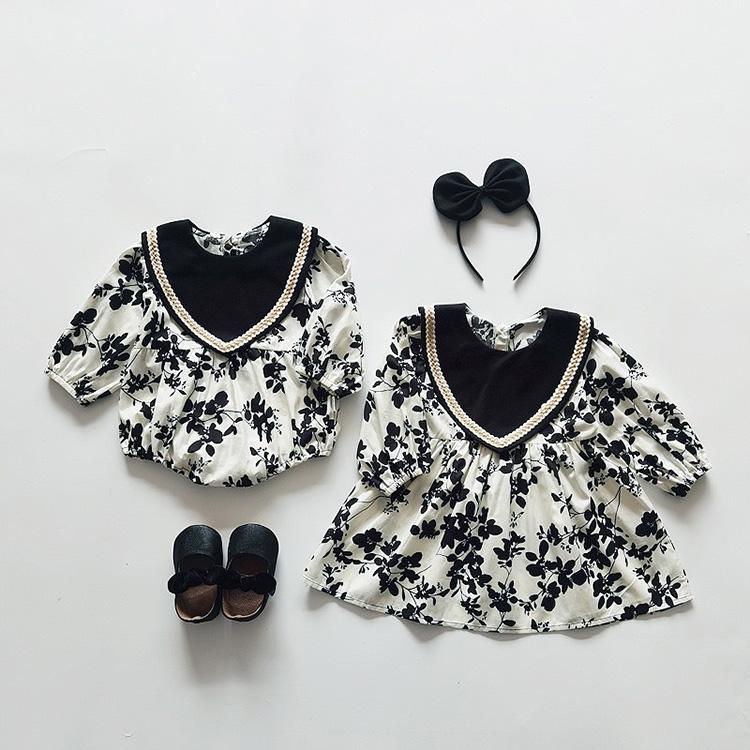 ベビー服 キッズ服 姉妹コーデ 姉妹リンク ロンパース ワンピース ドレス キッズ ベビー お揃い 女の子 子ども服 長袖 秋 冬 春 可愛い 韓国 70  80 90 100 110 | 