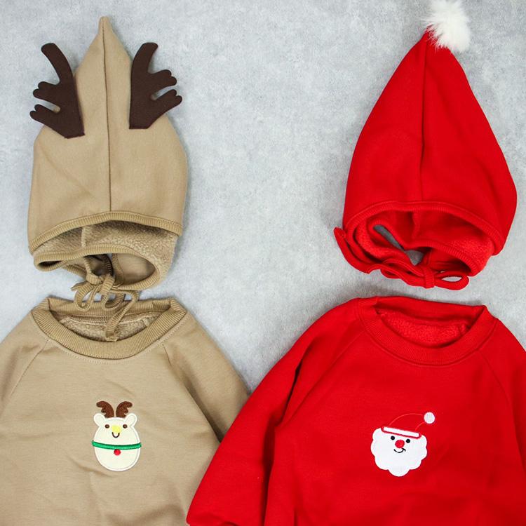 ベビー服 ロンパース ボンネット 子ども服 男の子 女の子 裏起毛 暖かい クリスマス サンタ トナカイ ベビー キッズ 長袖 ボンネット付き おしゃれ 可愛い 韓国 |  | 04
