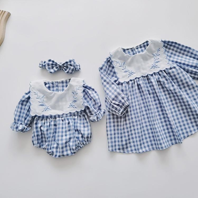 姉妹リンク ベビー服 キッズ服 ロンパース ワンピース ドレス キッズ ベビー 姉妹 お揃い 女の子 子ども服 長袖 秋 冬 春 可愛い 韓国 コットン  80 90 100 110 | 