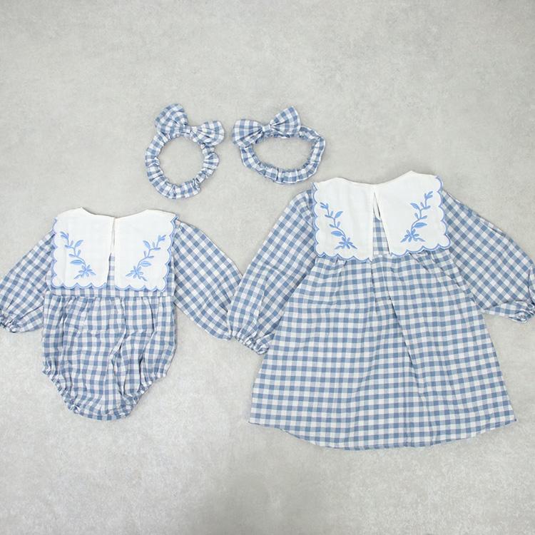 姉妹リンク ベビー服 キッズ服 ロンパース ワンピース ドレス キッズ ベビー 姉妹 お揃い 女の子 子ども服 長袖 秋 冬 春 可愛い 韓国 コットン  80 90 100 110 |  | 02