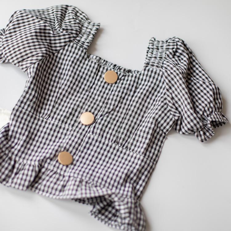 セットアップ 上下セット 女の子 ベビー服 子供服 服 ベビー 子供 赤ちゃん 夏 チェック 半袖 パフスリーブ おしゃれ かわいい セパレート 韓国 80 90 100 110 |  | 03
