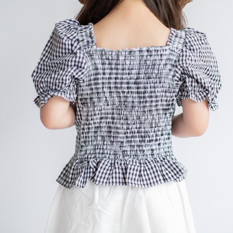 セットアップ 上下セット 女の子 ベビー服 子供服 服 ベビー 子供 赤ちゃん 夏 チェック 半袖 パフスリーブ おしゃれ かわいい セパレート 韓国 80 90 100 110 |  | 09