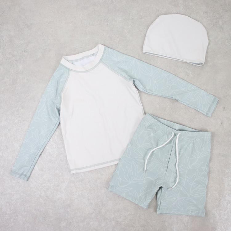 水着 男の子 夏 キッズ ベビー 子供 ベビー水着 長袖 ジュニア セットアップ 上下セット 帽子付き 子供用 水遊び プール 海 おしゃれ かわいい 韓国 90 100 110 |  | 01