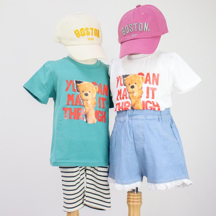 Tシャツ キッズ ベビー服 子ども服 服 ベビー 子ども カットソー シャツ トップス 女の子 男の子 半袖 秋 春 夏 かわいい クマ 韓国 韓国ベビー服 コットン 綿 |  | 07