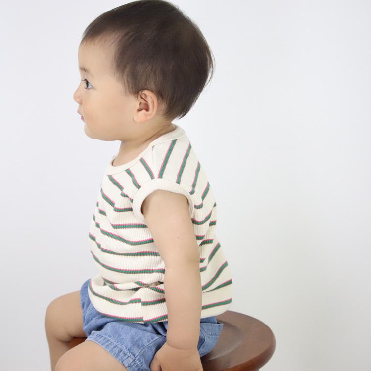 タンクトップ キッズ ベビー服 子ども服 服 ベビー 子ども トップス 女の子 男の子 ノースリーブ 夏 かわいい ボーダー 韓国 コットン 綿 80 90 100 110 |  | 11
