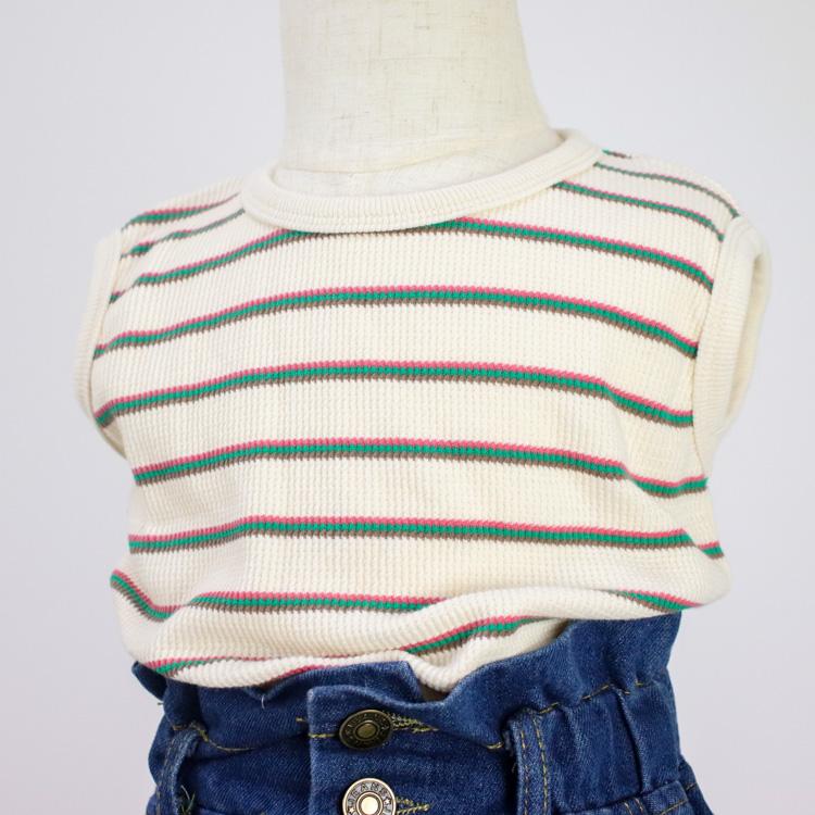 タンクトップ キッズ ベビー服 子ども服 服 ベビー 子ども トップス 女の子 男の子 ノースリーブ 夏 かわいい ボーダー 韓国 コットン 綿 80 90 100 110 |  | 09