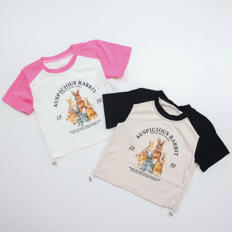 Tシャツ キッズ ベビー服 子ども服 服 ベビー 子ども カットソー シャツ トップス 女の子 男の子 半袖 秋 春 夏 かわいい うさぎ 韓国 韓国ベビー服 コットン |  | 01