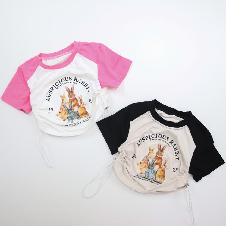 Tシャツ キッズ ベビー服 子ども服 服 ベビー 子ども カットソー シャツ トップス 女の子 男の子 半袖 秋 春 夏 かわいい うさぎ 韓国 韓国ベビー服 コットン |  | 02