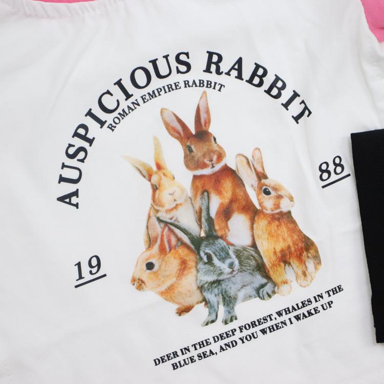 Tシャツ キッズ ベビー服 子ども服 服 ベビー 子ども カットソー シャツ トップス 女の子 男の子 半袖 秋 春 夏 かわいい うさぎ 韓国 韓国ベビー服 コットン |  | 03