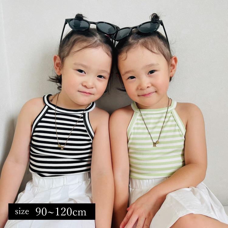 タンクトップ キャミソール キッズ ベビー服 子供服 子ども服 服 ベビー 子ども 子供 トップス 女の子 ノースリーブ 夏 ボーダー おしゃれ 韓国 | 