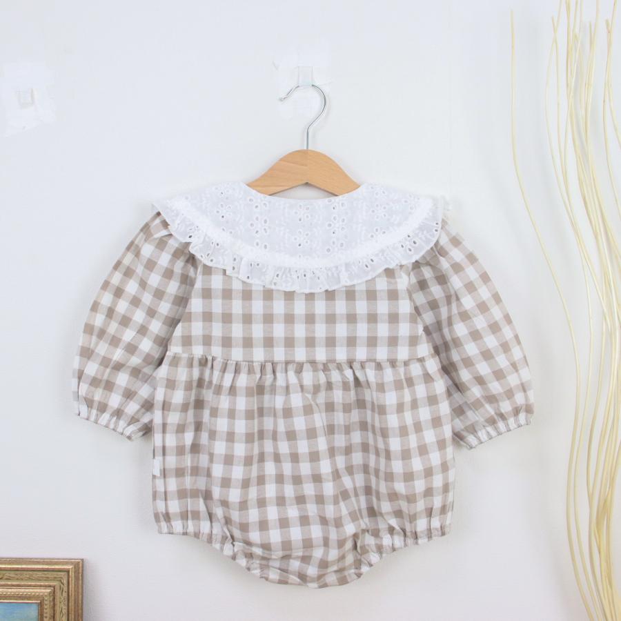 ロンパース ベビー服 ベビー キッズ 子供服 子ども服 服 秋 冬 春 子ども 子供 新生児 赤ちゃん 女の子 長袖 丸襟 レース チェック |  | 01