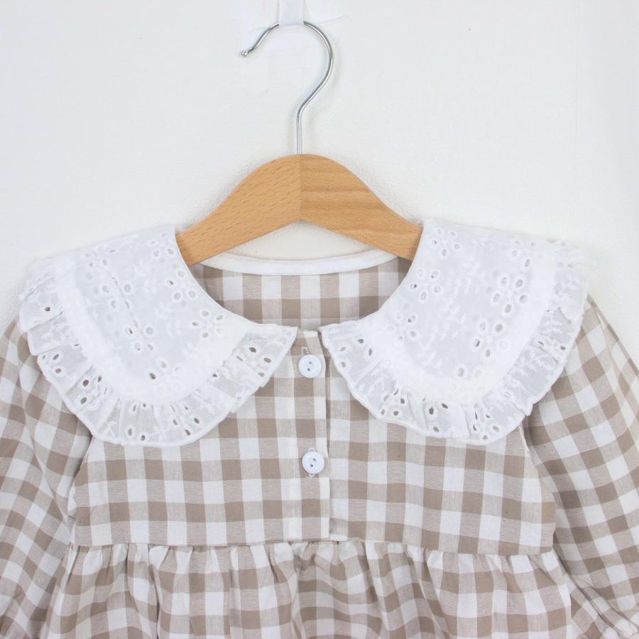 ロンパース ベビー服 ベビー キッズ 子供服 子ども服 服 秋 冬 春 子ども 子供 新生児 赤ちゃん 女の子 長袖 丸襟 レース チェック |  | 02