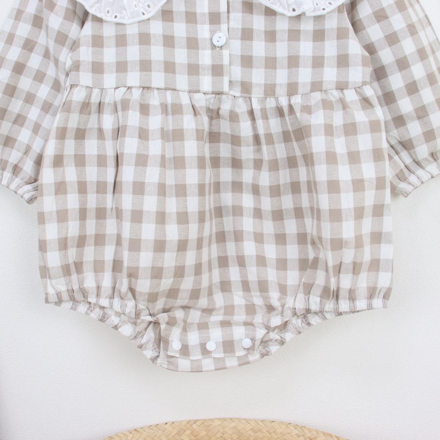 ロンパース ベビー服 ベビー キッズ 子供服 子ども服 服 秋 冬 春 子ども 子供 新生児 赤ちゃん 女の子 長袖 丸襟 レース チェック |  | 03