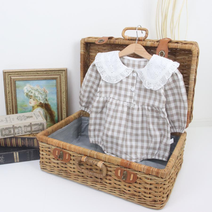 ロンパース ベビー服 ベビー キッズ 子供服 子ども服 服 秋 冬 春 子ども 子供 新生児 赤ちゃん 女の子 長袖 丸襟 レース チェック |  | 05