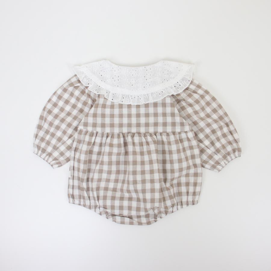 ロンパース ベビー服 ベビー キッズ 子供服 子ども服 服 秋 冬 春 子ども 子供 新生児 赤ちゃん 女の子 長袖 丸襟 レース チェック |  | 07