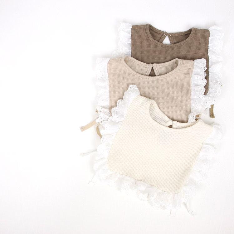 スタイ よだれかけ ビブ ベスト エプロン レイヤード レース フリル ワッフル スタイベスト フリルベスト フリルエプロン レースビブ 女の子 サイドリボン |  | 05