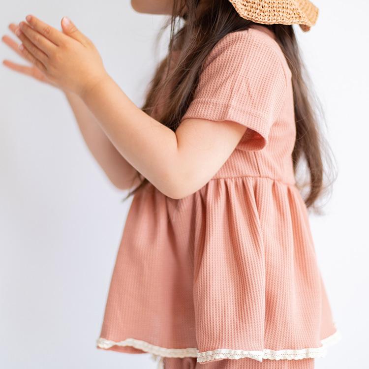 ベビー服 セットアップ 子供服 子ども服 女の子 ベビー キッズ 春 夏 シンプル ワッフル フリル 半袖 夏服 春服 可愛い かわいい 保育園 幼稚園 80 90 100 |  | 09