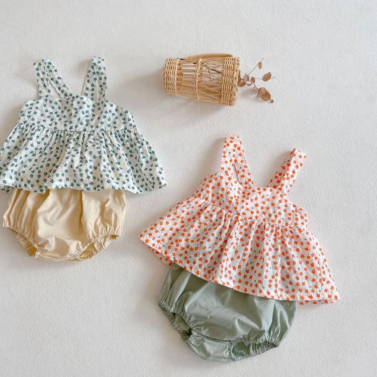 ベビー服 セットアップ 子供服 子ども服 女の子 ベビー キッズ 春 夏 シンプル 花柄 フリル ノースリーブ 夏服 春服 おしゃれ 可愛い かわいい 保育園 幼稚園 70 |  | 03