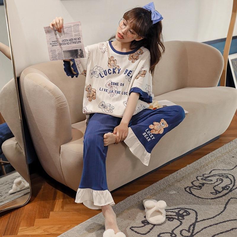 ルームウェア レディース パジャマ 部屋着 上下セット セットアップ 半袖 長ズボン 夏 春 秋 可愛い 薄手 修学旅行 入院 産後 旅行 外出 綿 |  | 12