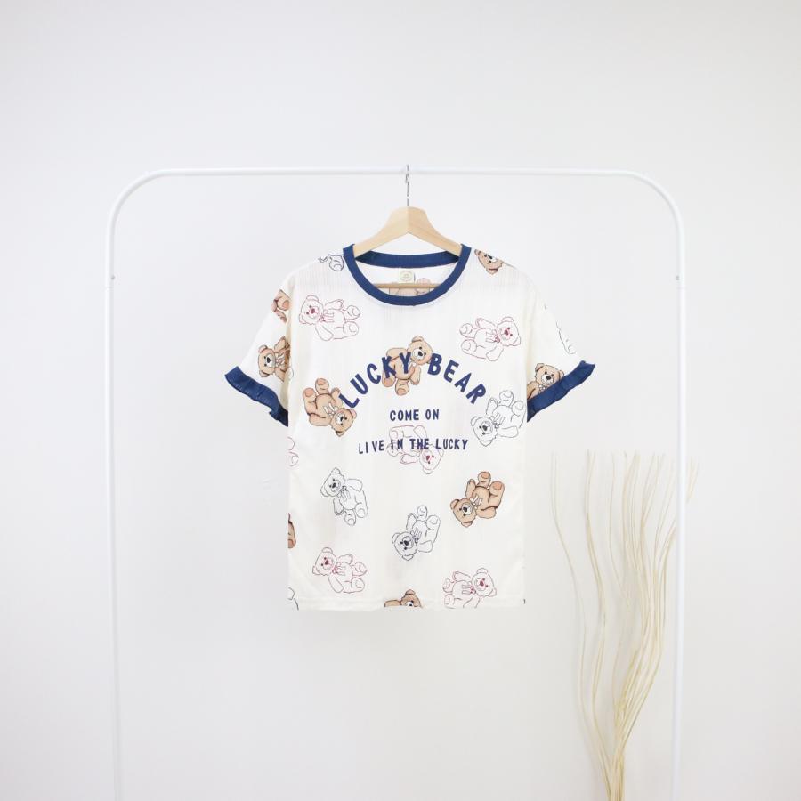 ルームウェア レディース パジャマ 部屋着 上下セット セットアップ 半袖 長ズボン 夏 春 秋 可愛い 薄手 修学旅行 入院 産後 旅行 外出 綿 |  | 03