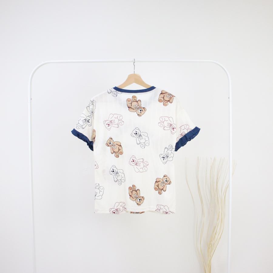 ルームウェア レディース パジャマ 部屋着 上下セット セットアップ 半袖 長ズボン 夏 春 秋 可愛い 薄手 修学旅行 入院 産後 旅行 外出 綿 |  | 04