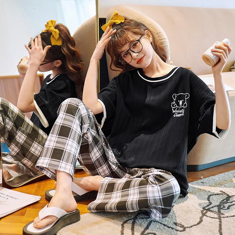 ルームウェア レディース パジャマ 部屋着 上下セット セットアップ 半袖 ロングパンツ 長ズボン 夏 春 秋 可愛い 薄手 修学旅行 入院 産後 旅行 外出 綿 |  | 14