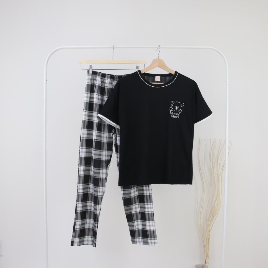 ルームウェア レディース パジャマ 部屋着 上下セット セットアップ 半袖 ロングパンツ 長ズボン 夏 春 秋 可愛い 薄手 修学旅行 入院 産後 旅行 外出 綿 |  | 01