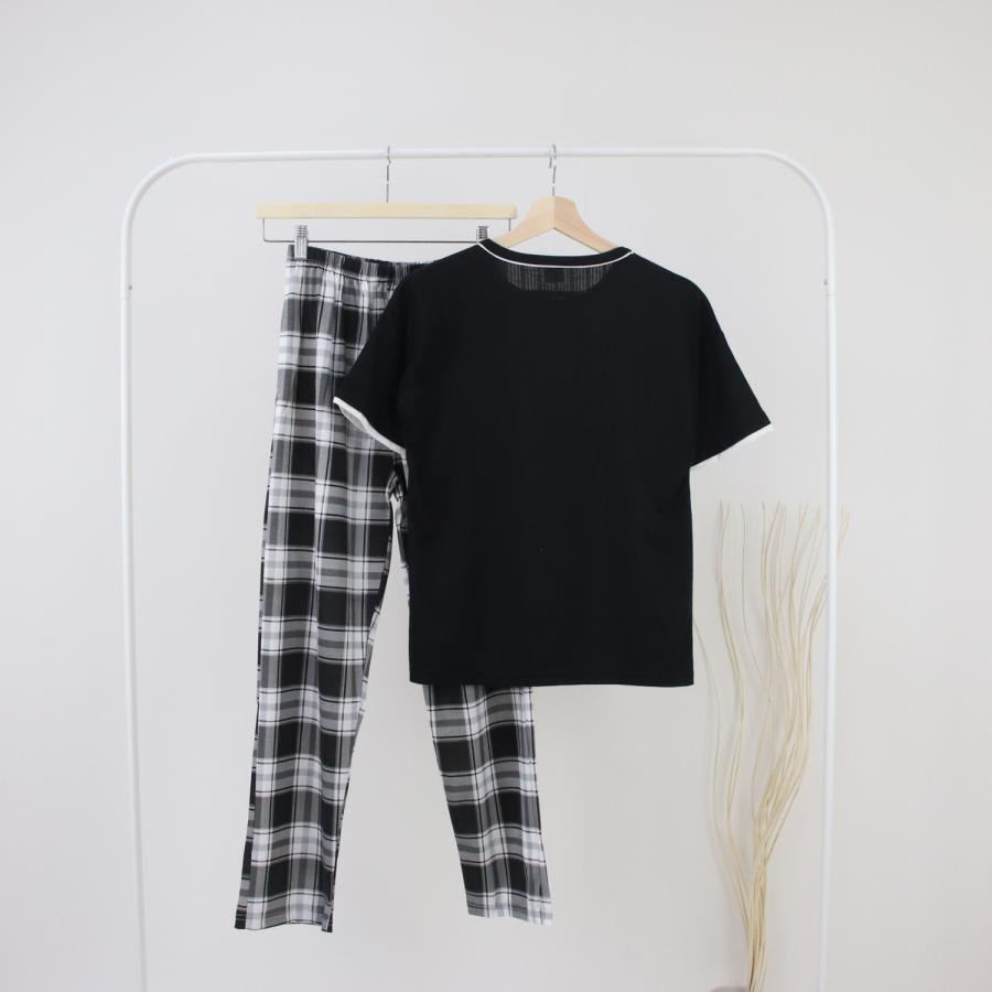 ルームウェア レディース パジャマ 部屋着 上下セット セットアップ 半袖 ロングパンツ 長ズボン 夏 春 秋 可愛い 薄手 修学旅行 入院 産後 旅行 外出 綿 |  | 02