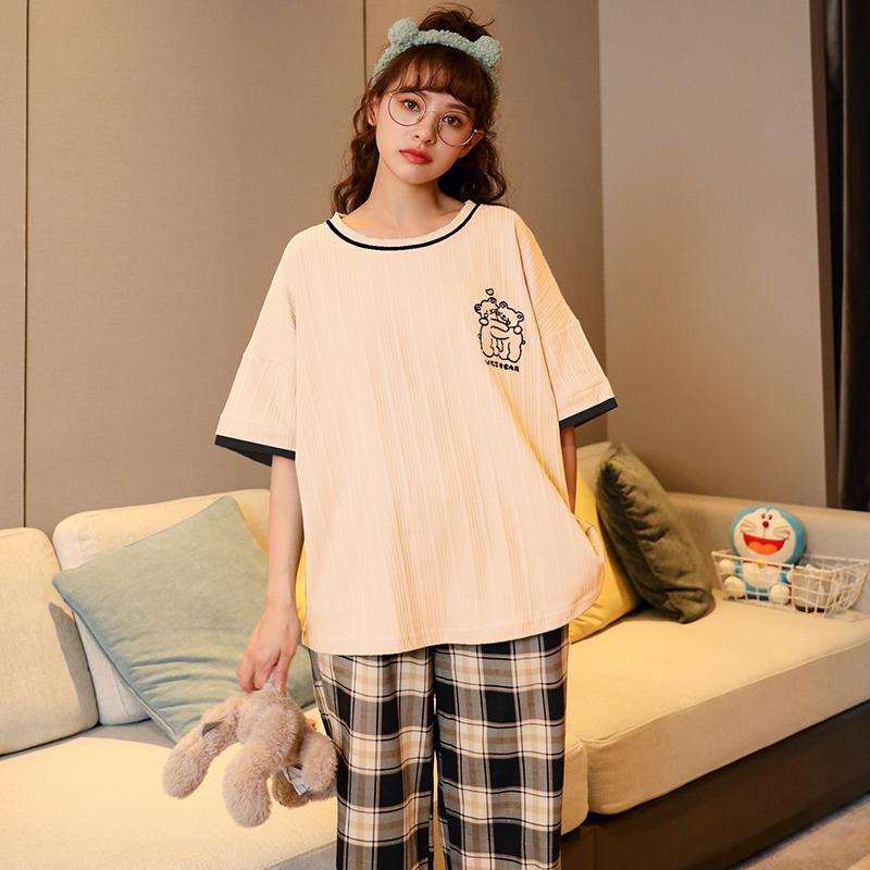 ルームウェア レディース パジャマ 部屋着 上下セット セットアップ 半袖 ロングパンツ 長ズボン 夏 春 秋 可愛い 薄手 修学旅行 入院 産後 旅行 外出 綿 |  | 13