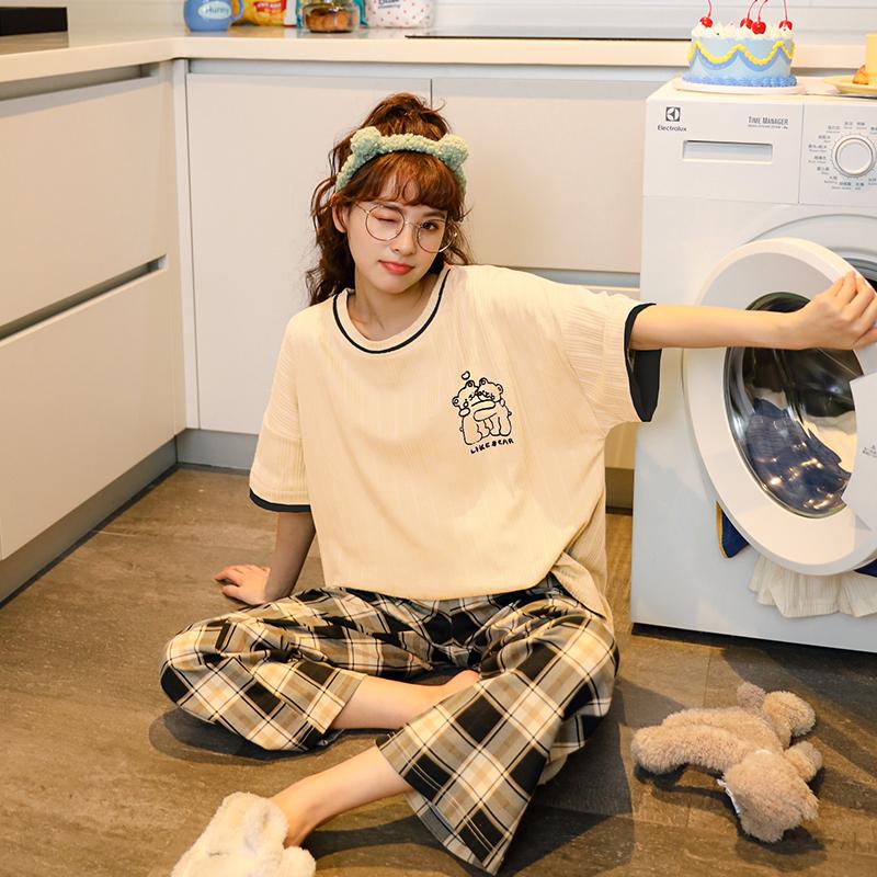 ルームウェア レディース パジャマ 部屋着 上下セット セットアップ 半袖 ロングパンツ 長ズボン 夏 春 秋 可愛い 薄手 修学旅行 入院 産後 旅行 外出 綿 |  | 16