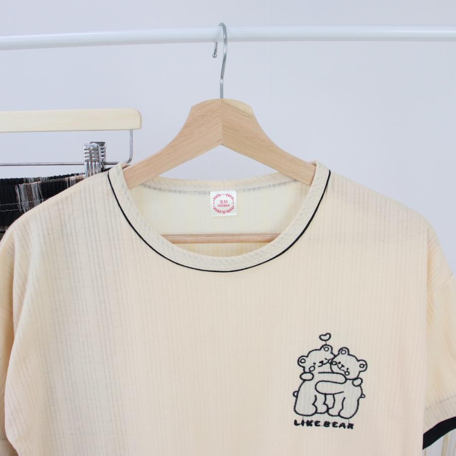 ルームウェア レディース パジャマ 部屋着 上下セット セットアップ 半袖 ロングパンツ 長ズボン 夏 春 秋 可愛い 薄手 修学旅行 入院 産後 旅行 外出 綿 |  | 06