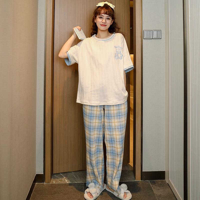 ルームウェア レディース パジャマ 部屋着 上下セット セットアップ 半袖 ロングパンツ 長ズボン 夏 春 秋 可愛い 薄手 修学旅行 入院 産後 旅行 外出 綿 |  | 13