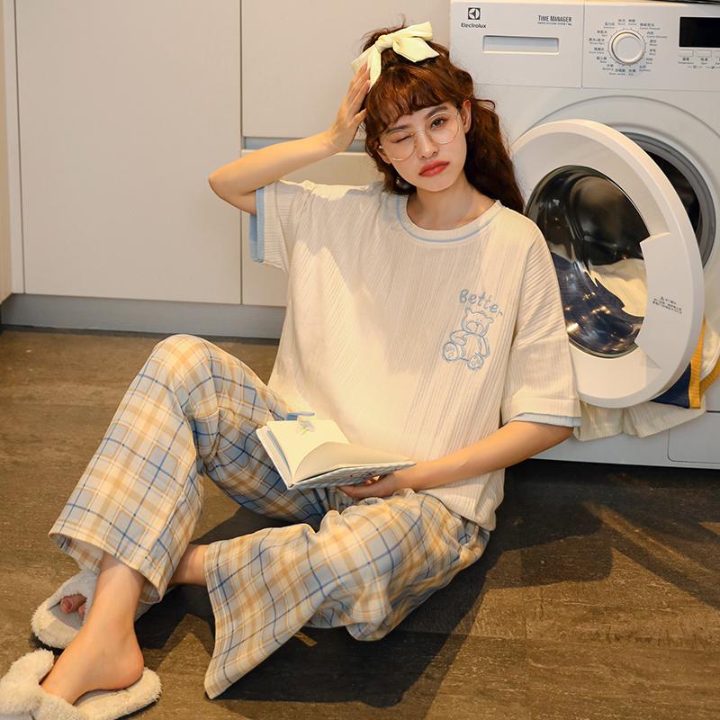 ルームウェア レディース パジャマ 部屋着 上下セット セットアップ 半袖 ロングパンツ 長ズボン 夏 春 秋 可愛い 薄手 修学旅行 入院 産後 旅行 外出 綿 |  | 15