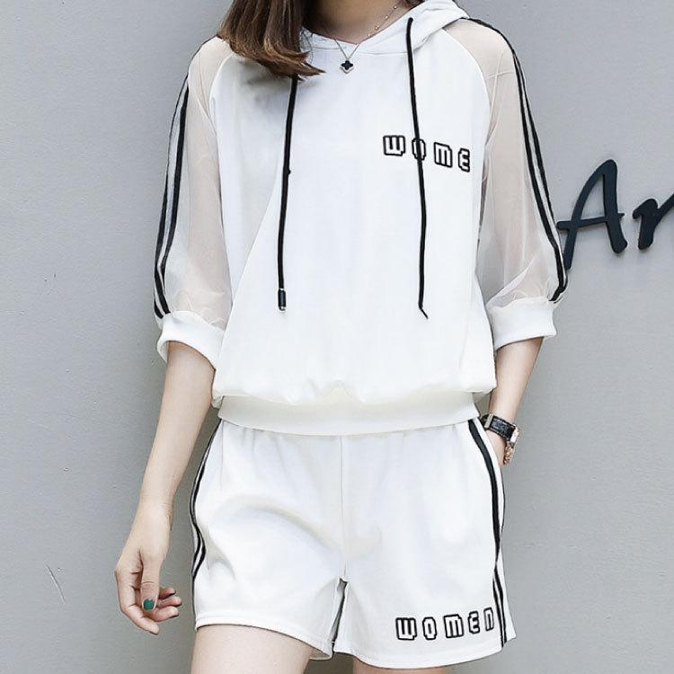 部屋着 寝巻き パジャマ 家着 セットアップ パーカー フード付 レディース 夏 可愛い かわいい ルームウェア 外出 上下セット 五分袖 七分袖 Wear 63 H I 通販 Yahoo ショッピング