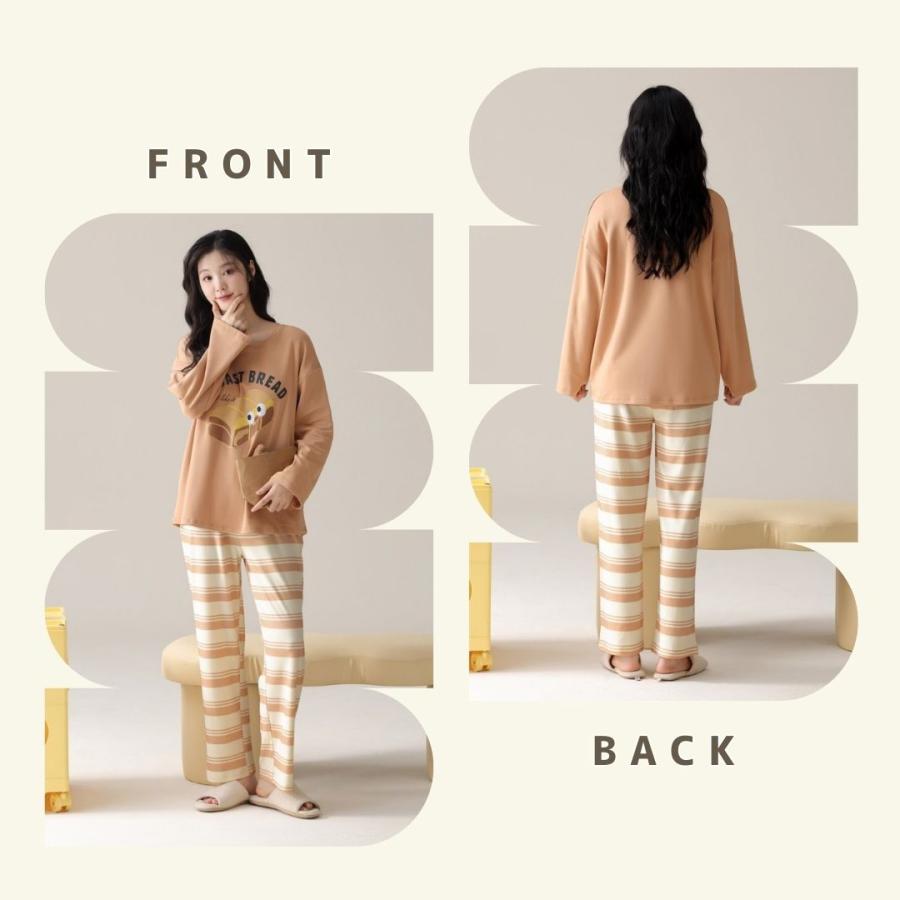 綿100% ルームウェア レディース セットアップ 上下セット 春 夏 秋 冬 春用 夏用 秋用 冬用 春夏 秋冬 長袖 長ズボン ロングTシャツ ロングパンツ 薄手 |  | 14