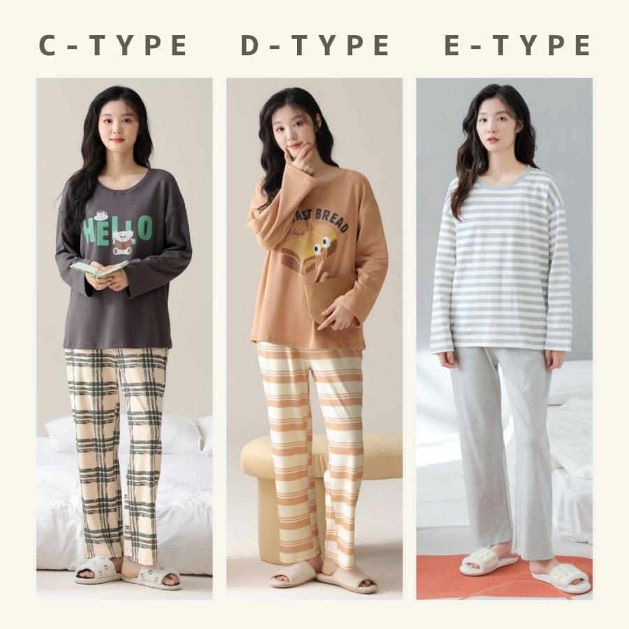 綿100% ルームウェア レディース セットアップ 上下セット 春 夏 秋 冬 春用 夏用 秋用 冬用 春夏 秋冬 長袖 長ズボン ロングTシャツ ロングパンツ 薄手 |  | 03