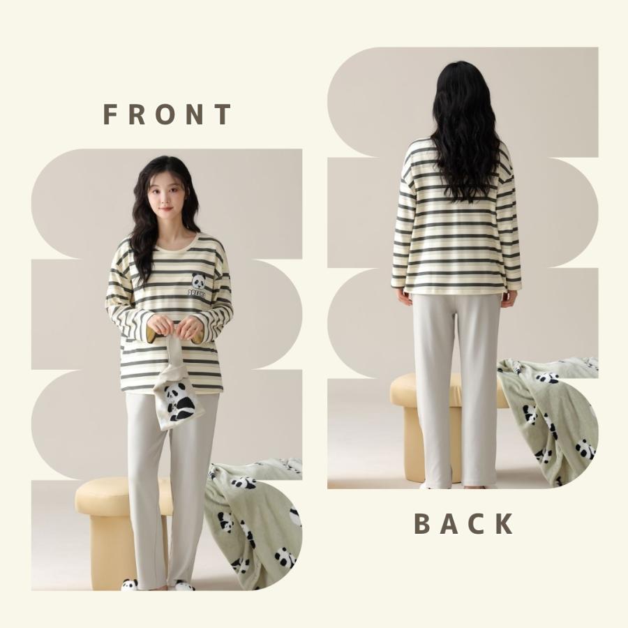 綿100% ルームウェア レディース セットアップ 上下セット 春 夏 秋 冬 春用 夏用 秋用 冬用 春夏 秋冬 長袖 長ズボン ロングTシャツ ロングパンツ 薄手 |  | 05